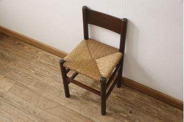 ビンテージ　松本民芸家具　ナラ材　アジアンテイストのお部屋におすすめなラッシチェア(ヴィンテージ、椅子、イス)(R-061151)