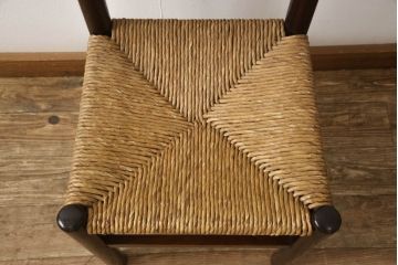 ビンテージ　松本民芸家具　ナラ材　アジアンテイストのお部屋におすすめなラッシチェア(ヴィンテージ、椅子、イス)(R-061151)