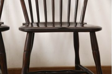 中古　松本民芸家具　シックな佇まいが魅力的な#72型・リーチチェア2脚セット(ダイニングチェア、ウィンザーチェア、板座チェア、椅子、ウインザーチェア)(R-061152)