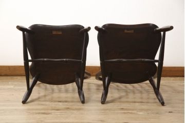 中古　松本民芸家具　シックな佇まいが魅力的な#72型・リーチチェア2脚セット(ダイニングチェア、ウィンザーチェア、板座チェア、椅子、ウインザーチェア)(R-061152)