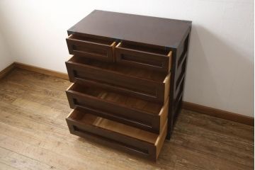 中古 美品　松本民芸家具　507型 和モダンな空間におすすめの金具付きタンス(衣装箪笥、収納たんす、引き出し、チェスト)(R-061172)