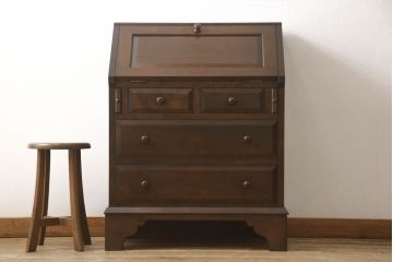 中古　松本民芸家具　#33A型　コンパクトなライティングビューロー(机、デスク、在宅用、在宅ワーク用、ワークデスク、引き出し)(定価約29万円)(R-061187)
