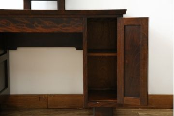 中古　松本民芸家具　シックな色合いと直線的なデザインが美しい309型三面鏡(ドレッサー、鏡台)(R-061190)