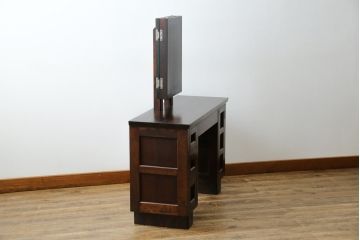 中古　松本民芸家具　シックな色合いと直線的なデザインが美しい309型三面鏡(ドレッサー、鏡台)(R-061190)