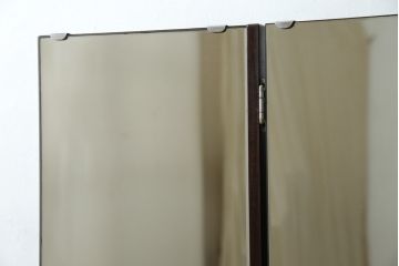 中古　松本民芸家具　シックな色合いと直線的なデザインが美しい309型三面鏡(ドレッサー、鏡台)(R-061190)