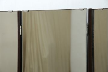 中古　松本民芸家具　シックな色合いと直線的なデザインが美しい309型三面鏡(ドレッサー、鏡台)(R-061190)