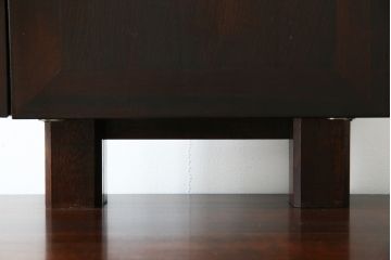 中古　松本民芸家具　シックな色合いと直線的なデザインが美しい309型三面鏡(ドレッサー、鏡台)(R-061190)