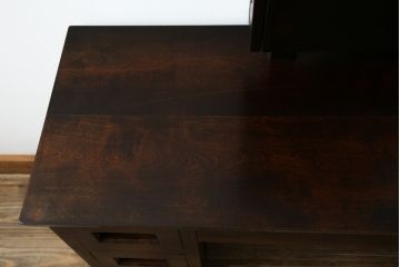 中古　松本民芸家具　シックな色合いと直線的なデザインが美しい309型三面鏡(ドレッサー、鏡台)(R-061190)