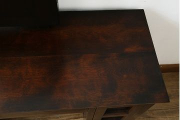 中古　松本民芸家具　シックな色合いと直線的なデザインが美しい309型三面鏡(ドレッサー、鏡台)(R-061190)