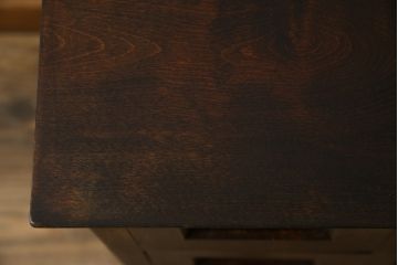 中古　松本民芸家具　シックな色合いと直線的なデザインが美しい309型三面鏡(ドレッサー、鏡台)(R-061190)