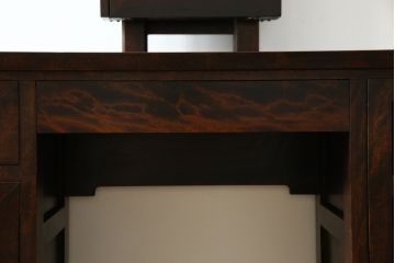 中古　松本民芸家具　シックな色合いと直線的なデザインが美しい309型三面鏡(ドレッサー、鏡台)(R-061190)