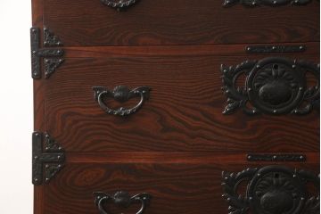 中古　美品　岩谷堂箪笥　迫力のある木目が存在感を放つ衣装タンス(引き出し、チェスト、衣装箪笥)(R-061194)