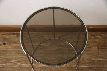 中古　展示品　超美品　arflex(アルフレックス)　CLIPS(クリップス)　ブロンズ　モダンな空間を演出するコーヒーテーブル(丸テーブル、ラウンドテーブル、サイドテーブル)(定価約14万円)(R-061234)