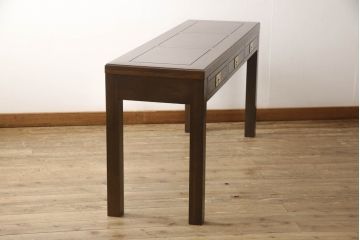中古　美品　カリモク家具　domani(ドマーニ)　Morganton(モーガントン)　オーク材　THA509　ヒッコリーブラウン　クラシカルな佇まいが美しいコンソールテーブル(ソファテーブル、リビングテーブル)(R-061238)