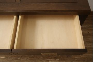 中古　美品　カリモク家具　domani(ドマーニ)　Morganton(モーガントン)　オーク材　THA509　ヒッコリーブラウン　クラシカルな佇まいが美しいコンソールテーブル(ソファテーブル、リビングテーブル)(R-061238)