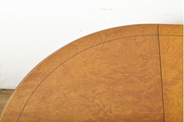 イタリアビンテージ　モダンデザイン　特徴のある杢目が魅力的なエクステンションテーブル(ダイニングテーブル、2人掛け、4人掛け、ラウンドテーブル、ヴィンテージ)(R-061248)