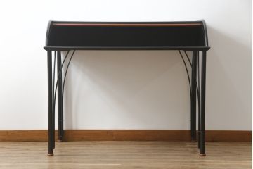 フランスビンテージ　希少　ligne roset(リーン・ロゼ)　Pagnon&Pelhaitre design(パグノン&ペルハイトルデザイン)　個性的なデザインが目を惹くシャッター付き秘書デスク(リーンロゼ、蛇腹机、ロールトップデスク、在宅ワーク、在宅用、ワークデスク、ヴィンテージ)(R-061249)
