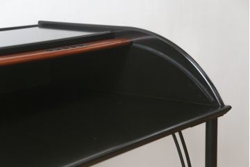 フランスビンテージ　希少　ligne roset(リーン・ロゼ)　Pagnon&Pelhaitre design(パグノン&ペルハイトルデザイン)　個性的なデザインが目を惹くシャッター付き秘書デスク(リーンロゼ、蛇腹机、ロールトップデスク、在宅ワーク、在宅用、ワークデスク、ヴィンテージ)(R-061249)