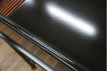 フランスビンテージ　希少　ligne roset(リーン・ロゼ)　Pagnon&Pelhaitre design(パグノン&ペルハイトルデザイン)　個性的なデザインが目を惹くシャッター付き秘書デスク(リーンロゼ、蛇腹机、ロールトップデスク、在宅ワーク、在宅用、ワークデスク、ヴィンテージ)(R-061249)