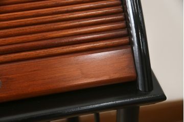 フランスビンテージ　希少　ligne roset(リーン・ロゼ)　Pagnon&Pelhaitre design(パグノン&ペルハイトルデザイン)　個性的なデザインが目を惹くシャッター付き秘書デスク(リーンロゼ、蛇腹机、ロールトップデスク、在宅ワーク、在宅用、ワークデスク、ヴィンテージ)(R-061249)