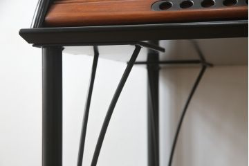 フランスビンテージ　希少　ligne roset(リーン・ロゼ)　Pagnon&Pelhaitre design(パグノン&ペルハイトルデザイン)　個性的なデザインが目を惹くシャッター付き秘書デスク(リーンロゼ、蛇腹机、ロールトップデスク、在宅ワーク、在宅用、ワークデスク、ヴィンテージ)(R-061249)