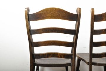 中古　水屋の匠　久遠　流れる曲線デザインがお洒落なラダーバックチェア2脚セット(ダイニングチェア、板座チェア、イス、椅子)(R-061254)