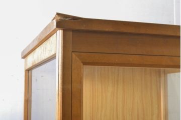 和製ビンテージ　木枠　こだわりのディスプレイにおすすめな特大縦型ガラスケース(ショーケース、ヴィンテージ、店舗什器)(R-061255)