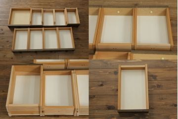 中古　神戸洋家具　神戸・トアロード　伊藤家具店　職人技が光る!細やかな彫りの装飾が目を引くドレッサー&チェアセット(鏡台、サイドチェスト、ミラー、椅子)(R-061259)