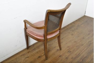 中古　DREXEL HERITAGE(ドレクセルヘリテイジ)　FRANCESCA(フランチェスカ)シリーズ　ラタンの背もたれが一味違ったこだわりを魅せるアームチェア2脚セット(ダイニングチェア、サイドチェア、椅子、イス)(R-061268)