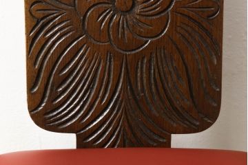 イギリスアンティーク　オーク材　大振りな花の意匠とバルボスレッグが存在感を放つダイニングチェア(イス、椅子)(R-061272)