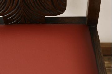 イギリスアンティーク　オーク材　大振りな花の意匠とバルボスレッグが存在感を放つダイニングチェア(イス、椅子)(R-061272)