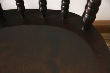 ビンテージ　北海道民芸家具　クラシカルな雰囲気を醸し出すダイニングチェア2脚セット(ヴィンテージ、椅子、板座チェア)(R-061277)