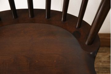中古　美品　松本民芸家具　シックな佇まいが魅力的な#72型・リーチチェア(ダイニングチェア、ウィンザーチェア、板座チェア、椅子、ウインザーチェア)(R-061293)