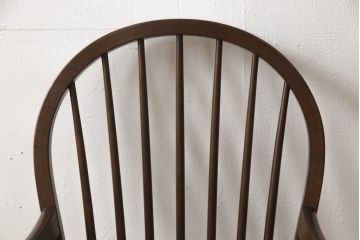 中古　松本民芸家具　美しいシルエットが目を引く、#85リーチ型アームチェア(ダイニングチェア、板座チェア、アームチェア、椅子)(R-061294)