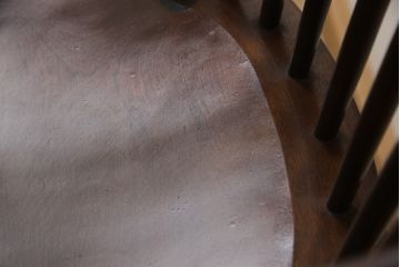 中古　松本民芸家具　美しいシルエットが目を引く、#85リーチ型アームチェア(ダイニングチェア、板座チェア、アームチェア、椅子)(R-061294)