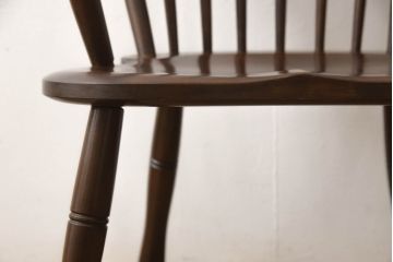 中古　松本民芸家具　美しいシルエットが目を引く、#85リーチ型アームチェア(ダイニングチェア、板座チェア、アームチェア、椅子)(R-061294)