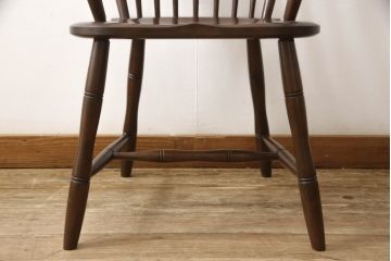 中古　松本民芸家具　美しいシルエットが目を引く、#85リーチ型アームチェア(ダイニングチェア、板座チェア、アームチェア、椅子)(R-061294)