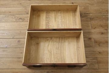 和製アンティーク　超美品　上手物　前面総欅(ケヤキ)玉杢　上品な厚手金具の高級庄内小箪笥(庄内箪笥、時代箪笥、収納箪笥、整理箪笥、引き出し)(R-061330)