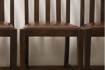 イギリスアンティーク　オーク材　落ち着いた雰囲気が魅力のシンプルなダイニングチェア4脚セット(椅子、イス)(R-061335)