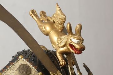 全長170cm　荘厳で迫力に満ちた等身鎧(兜、甲冑、鎧立て、箱付き、五月人形、子供の日、端午の節句、武者人形、家紋、丸に沢瀉)(R-061341)