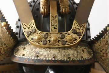 全長170cm　荘厳で迫力に満ちた等身鎧(兜、甲冑、鎧立て、箱付き、五月人形、子供の日、端午の節句、武者人形、家紋、丸に沢瀉)(R-061341)