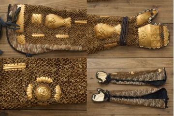 全長170cm　荘厳で迫力に満ちた等身鎧(兜、甲冑、鎧立て、箱付き、五月人形、子供の日、端午の節句、武者人形、家紋、丸に沢瀉)(R-061341)