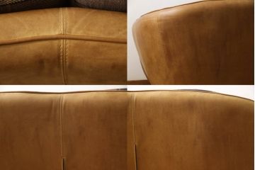 中古　CRASH GATE(クラッシュゲート)　tabu(タブー)　OPIUM SOFA(オピアムソファ)　可愛らしさとかっこよさのバランスが絶妙!おしゃれな2人掛けレザーソファ(本革ソファ、二人掛けソファ、2P、アームソファ)(R-061342)