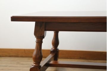 中古　美品　松本民芸家具　特注サイズ　和洋折衷の空間と相性の良いC型センターテーブル(定価約22円)(ローテーブル)(R-061362)