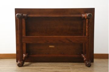 中古　美品　松本民芸家具　特注サイズ　和洋折衷の空間と相性の良いC型センターテーブル(定価約22円)(ローテーブル)(R-061362)