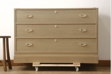 中古　天板リメイク　伝統工芸士・頓所芳男　品のある佇まいが魅力の加茂総桐箪笥(胴厚、総桐たんす、着物箪笥、衣装タンス、和タンス)(R-061369)