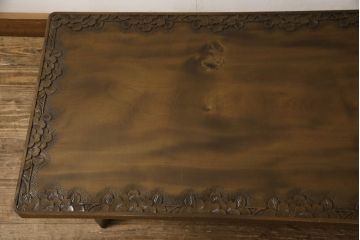 中古　美品　軽井沢彫り　繊細な桜の彫刻が目を惹くセンターテーブル(座卓、ローテーブル)(R-061373)