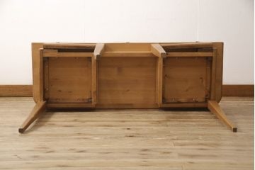 フランスビンテージ　希少!　天板パイン材・その他オーク材　フレキシブルに使える猫脚2Wayテーブルデスク(コンソールテーブル、作業台、ワークデスク、在宅用)(R-061391)