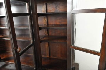 中古　松本民芸家具　クラシカルな雰囲気のダイヤカット型飾り棚(キャビネット、戸棚、食器棚、カップボード、収納棚、上下バラ売り可能)(定価推定約135万円)(R-061400)