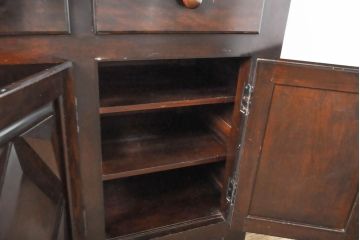 中古　松本民芸家具　クラシカルな雰囲気のダイヤカット型飾り棚(キャビネット、戸棚、食器棚、カップボード、収納棚、上下バラ売り可能)(定価推定約135万円)(R-061400)